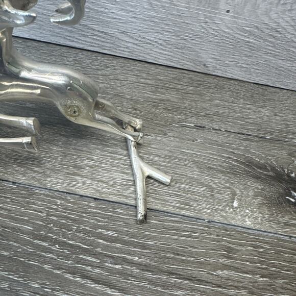 VTG 3 Silver Reindeer Deer Bucks Antler 3 Tea Light Candle Holders Candelabra - Picture 4 of 10